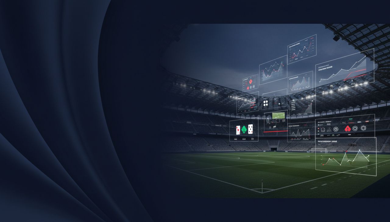 Stadio di calcio con dati sportivi e interfaccia casinò di SportItaliaBet